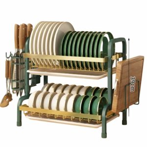 2-Layer Dish Drainer With Utensils Holder