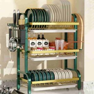 3-Layer Dish Drainer With Utensils Holder