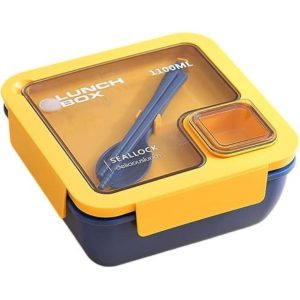 Children Square Shaped Lunch Box with Food Cutlery