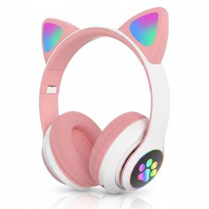 Cat headset Stereo Cat Ear Headphones with Adjustable Mic
